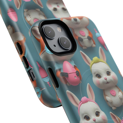 Cute Bunny Pattern Phone Case — Tough Magnetic iPhone Cover