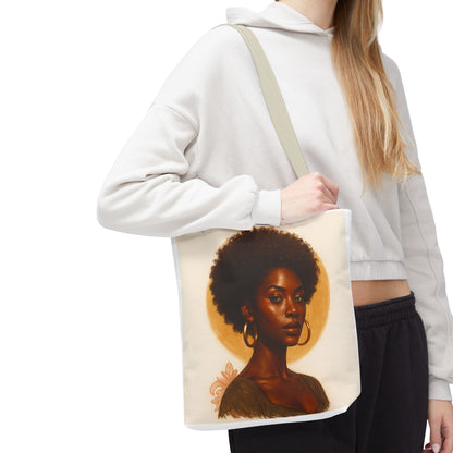 Afro Portrait Tote Bag — Elegant Black Woman Art Print