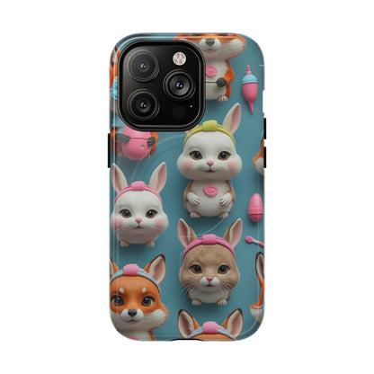 Cute Bunny Pattern Phone Case — Tough Magnetic iPhone Cover