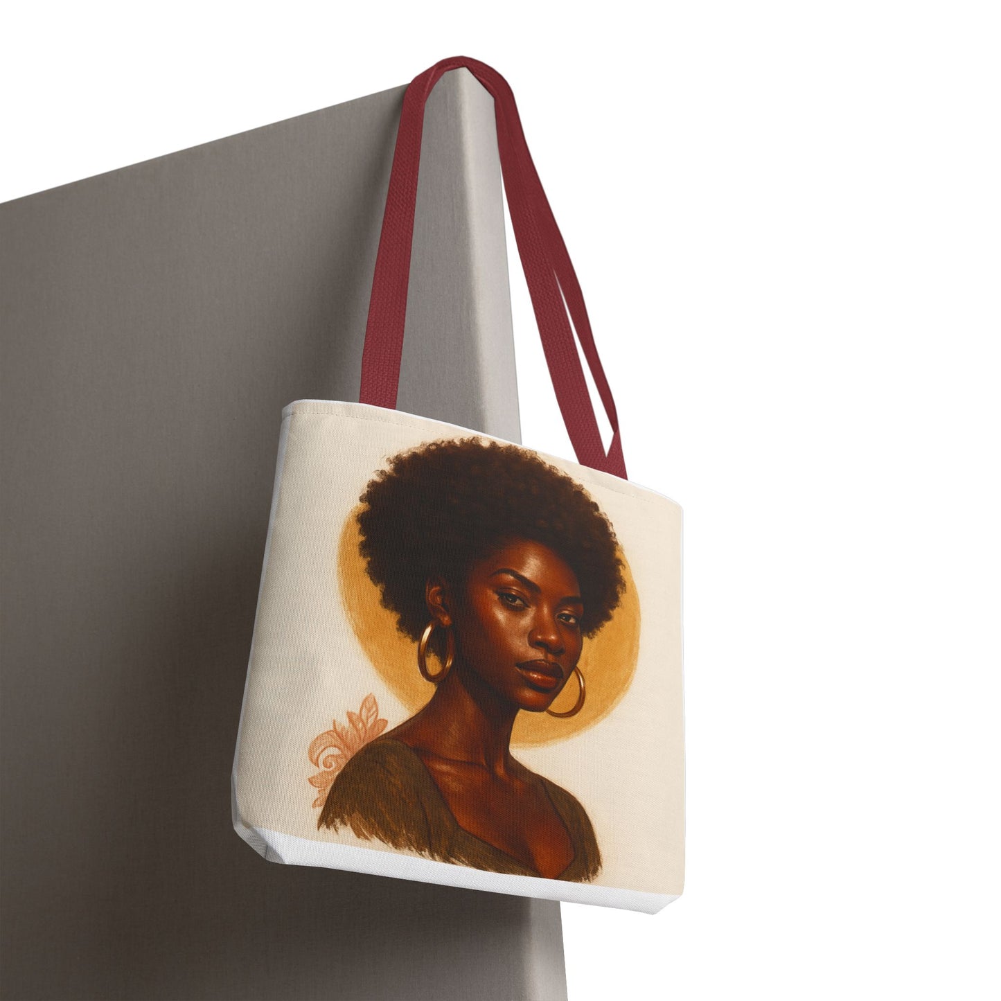 Afro Portrait Tote Bag — Elegant Black Woman Art Print