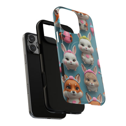 Cute Bunny Pattern Phone Case — Tough Magnetic iPhone Cover