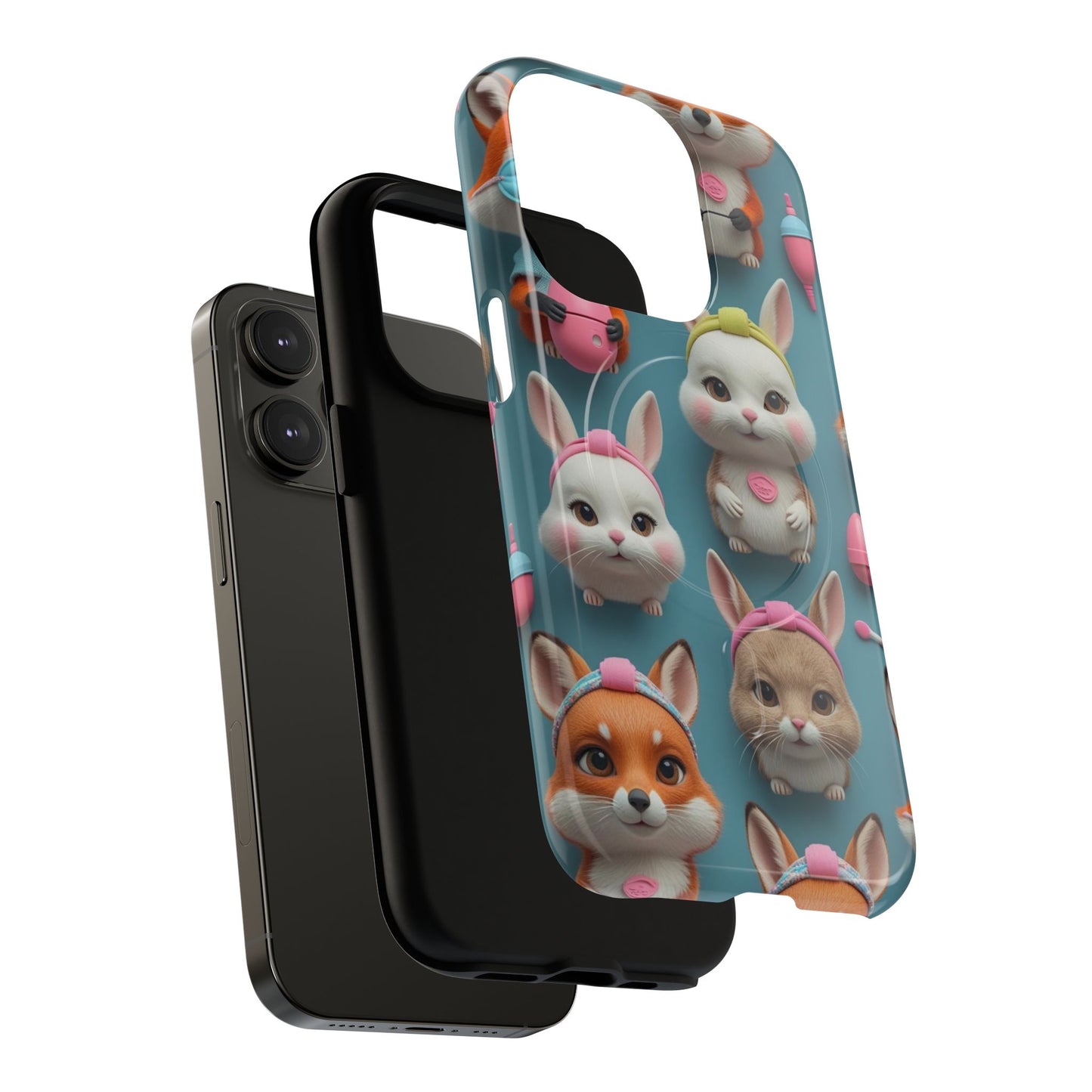 Cute Bunny Pattern Phone Case — Tough Magnetic iPhone Cover