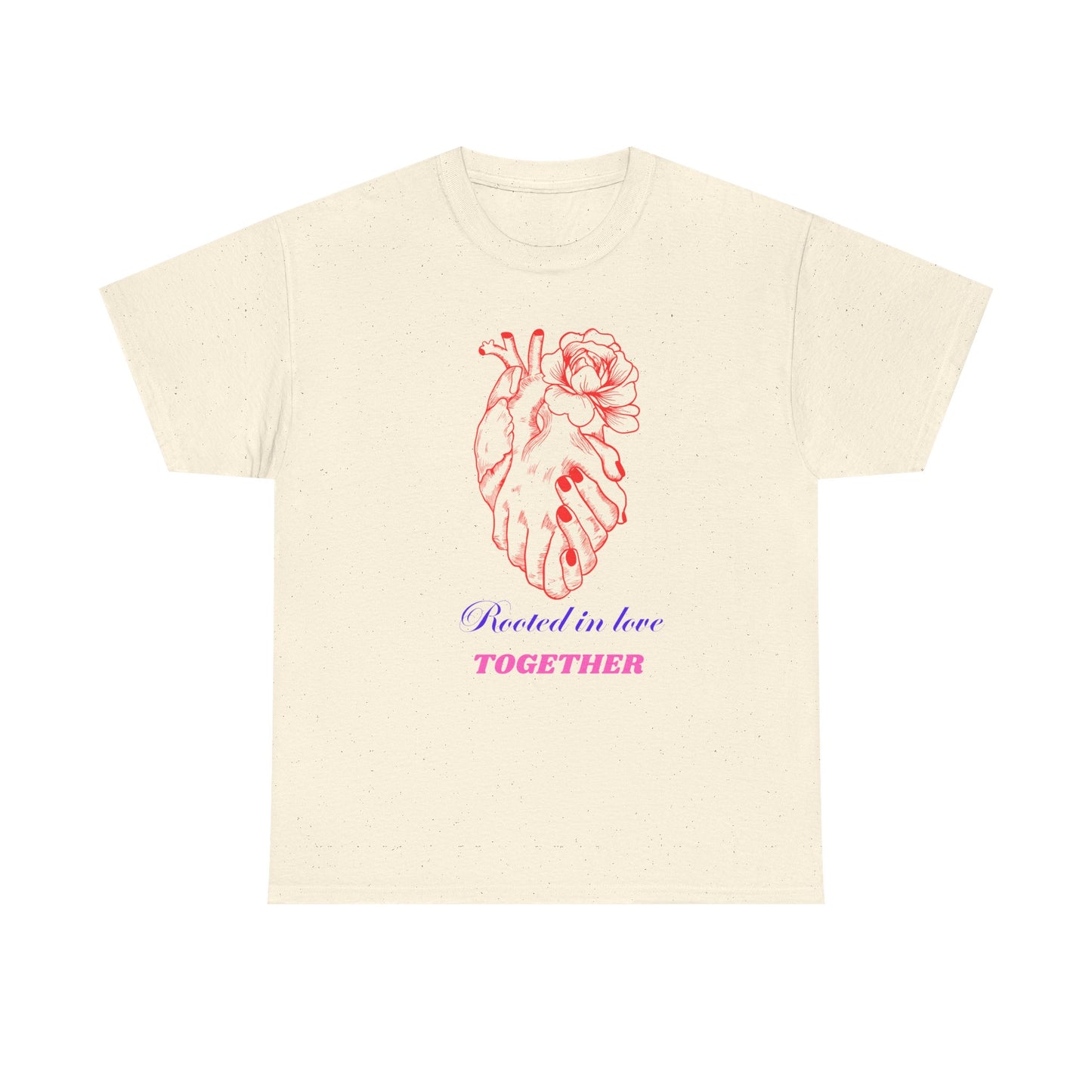 Heart & Rose Graphic Tee — “Rooted in Love Together” Romantic Couple Shirt