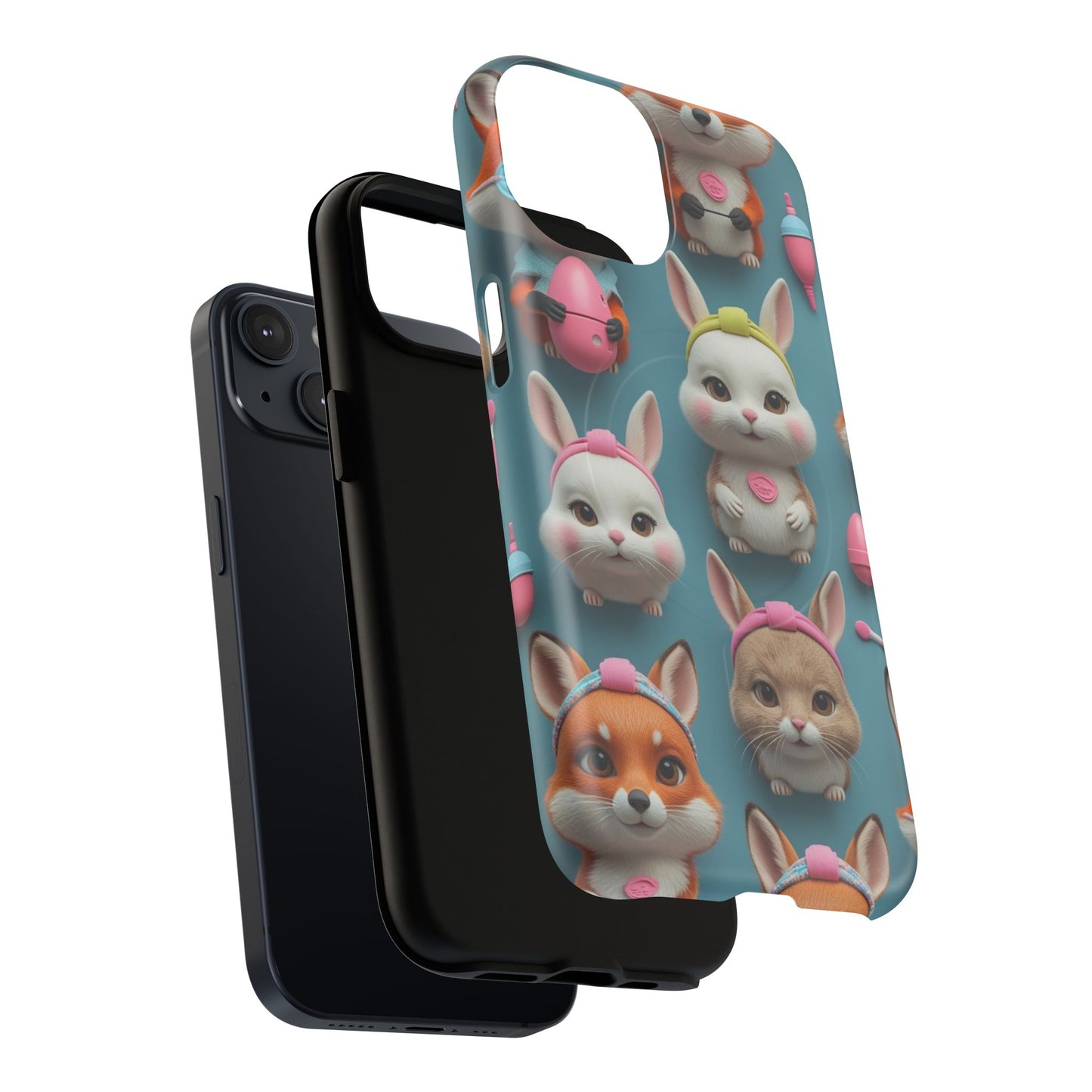 Cute Bunny Pattern Phone Case — Tough Magnetic iPhone Cover