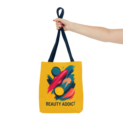 Beauty Addict Tote Bag — Bright Makeup Brush & Palette Art AOP Tote