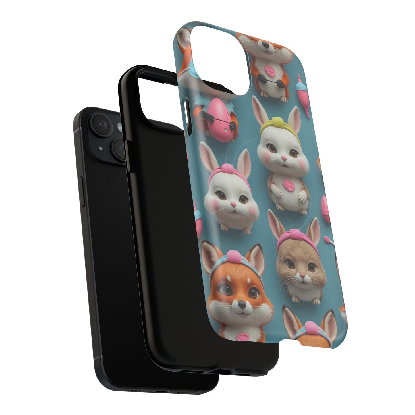 Cute Bunny Pattern Phone Case — Tough Magnetic iPhone Cover