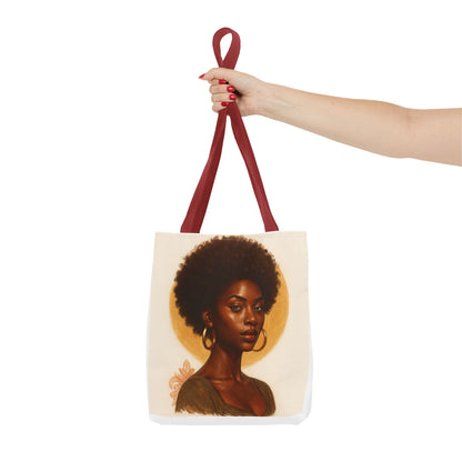 Afro Portrait Tote Bag — Elegant Black Woman Art Print