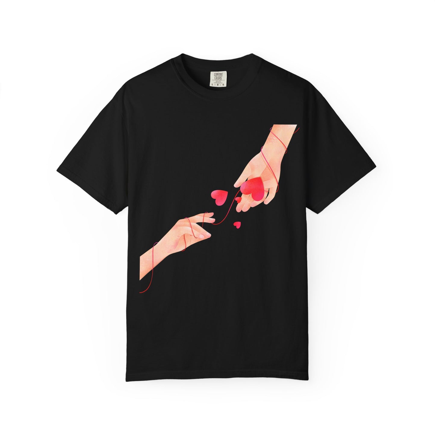 Romantic Hands & Hearts Tee — Love Illustration Graphic T-Shirt