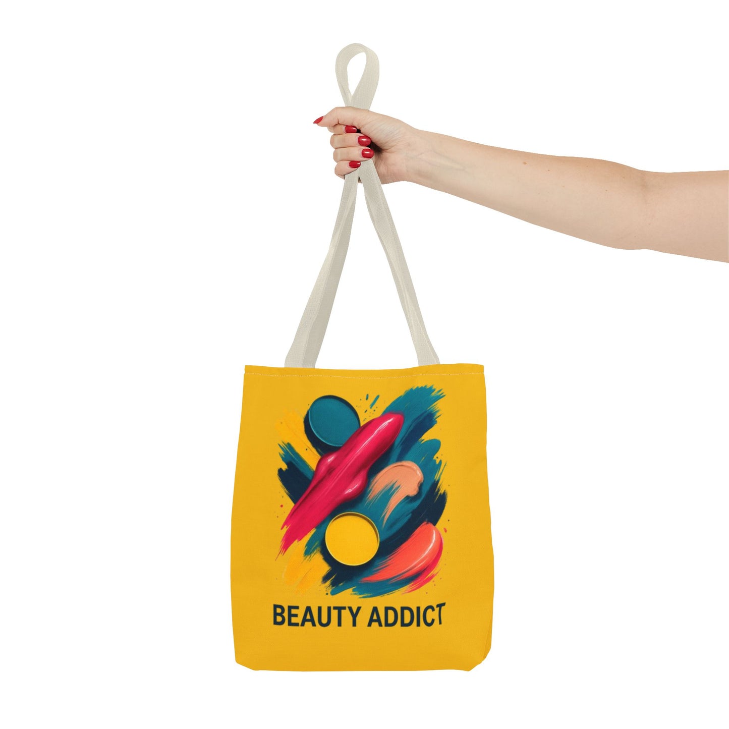 Beauty Addict Tote Bag — Bright Makeup Brush & Palette Art AOP Tote
