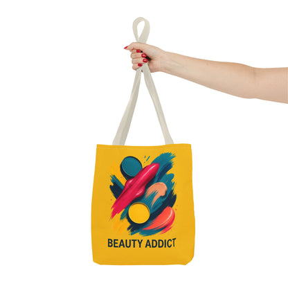 Beauty Addict Tote Bag — Bright Makeup Brush & Palette Art AOP Tote