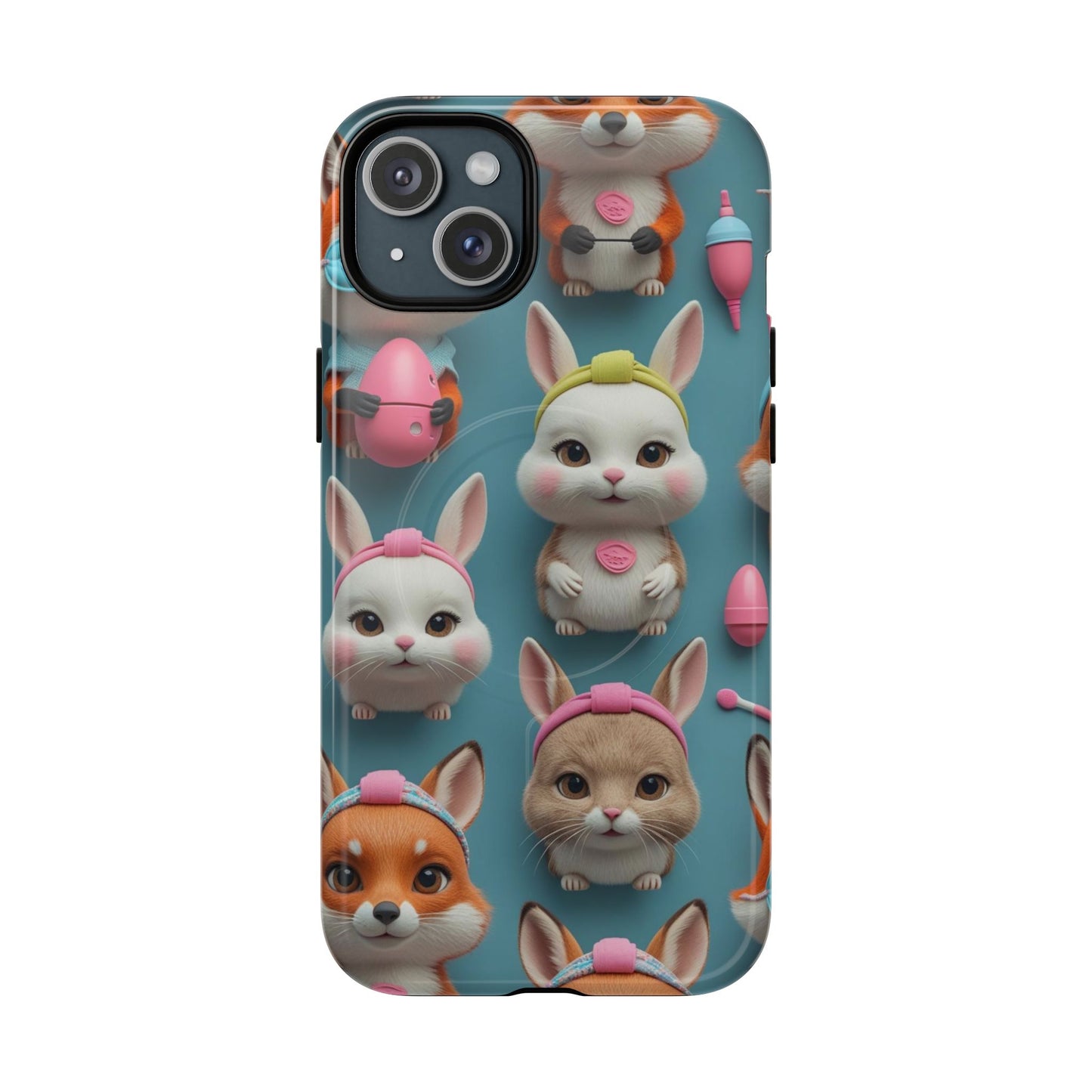 Cute Bunny Pattern Phone Case — Tough Magnetic iPhone Cover