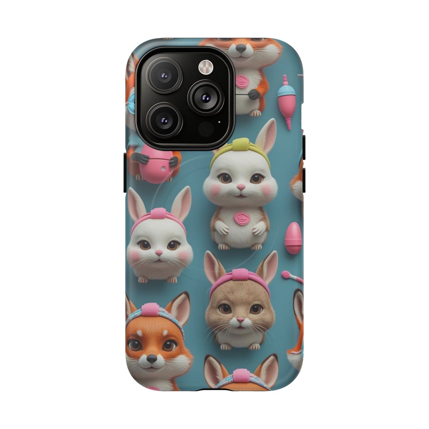 Cute Bunny Pattern Phone Case — Tough Magnetic iPhone Cover