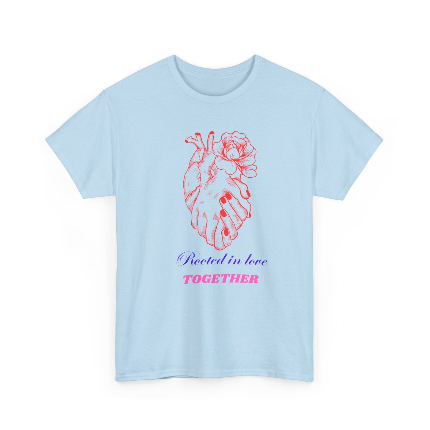 Heart & Rose Graphic Tee — “Rooted in Love Together” Romantic Couple Shirt