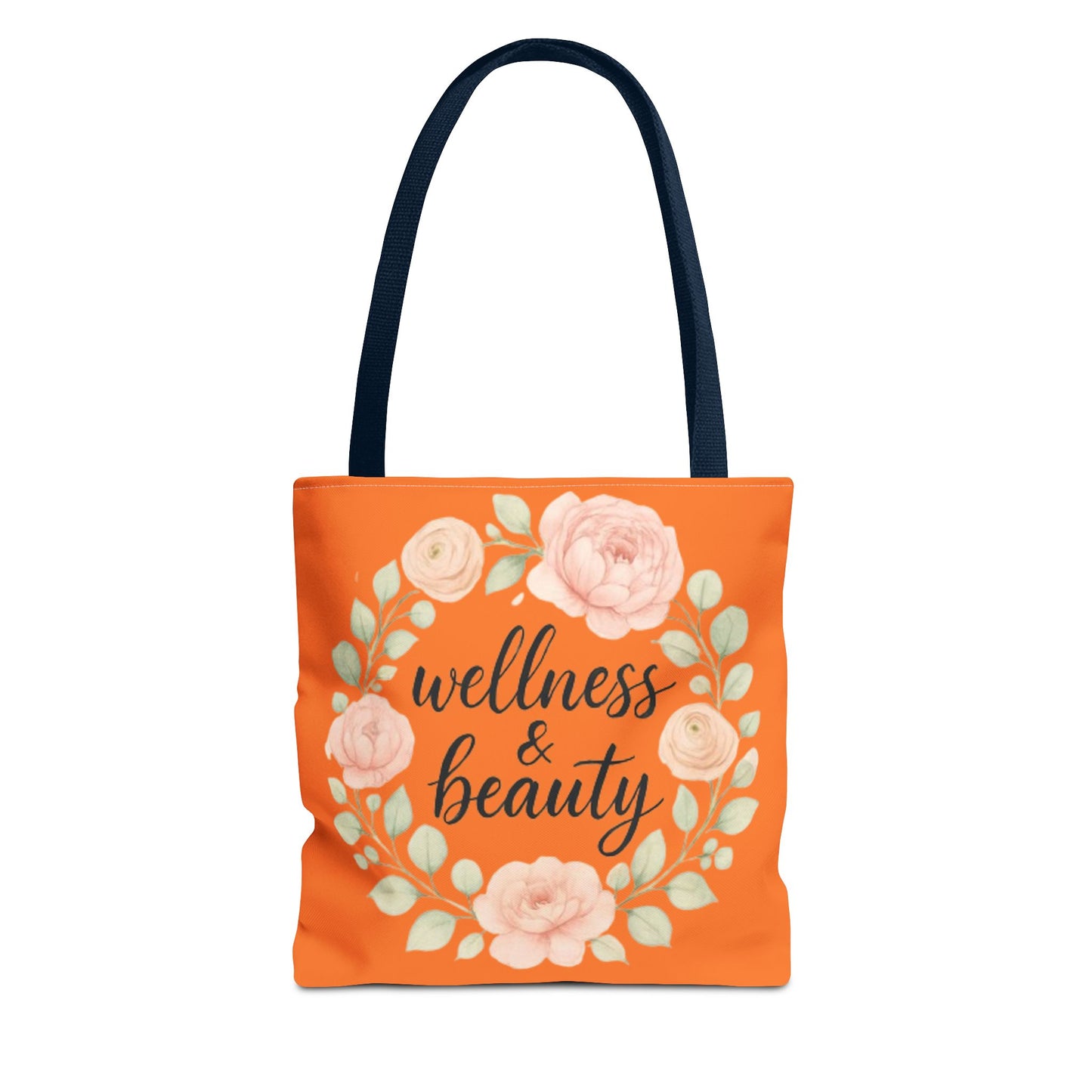 Wellness & Beauty Floral Tote Bag — Orange All-Over-Print Canvas Tote