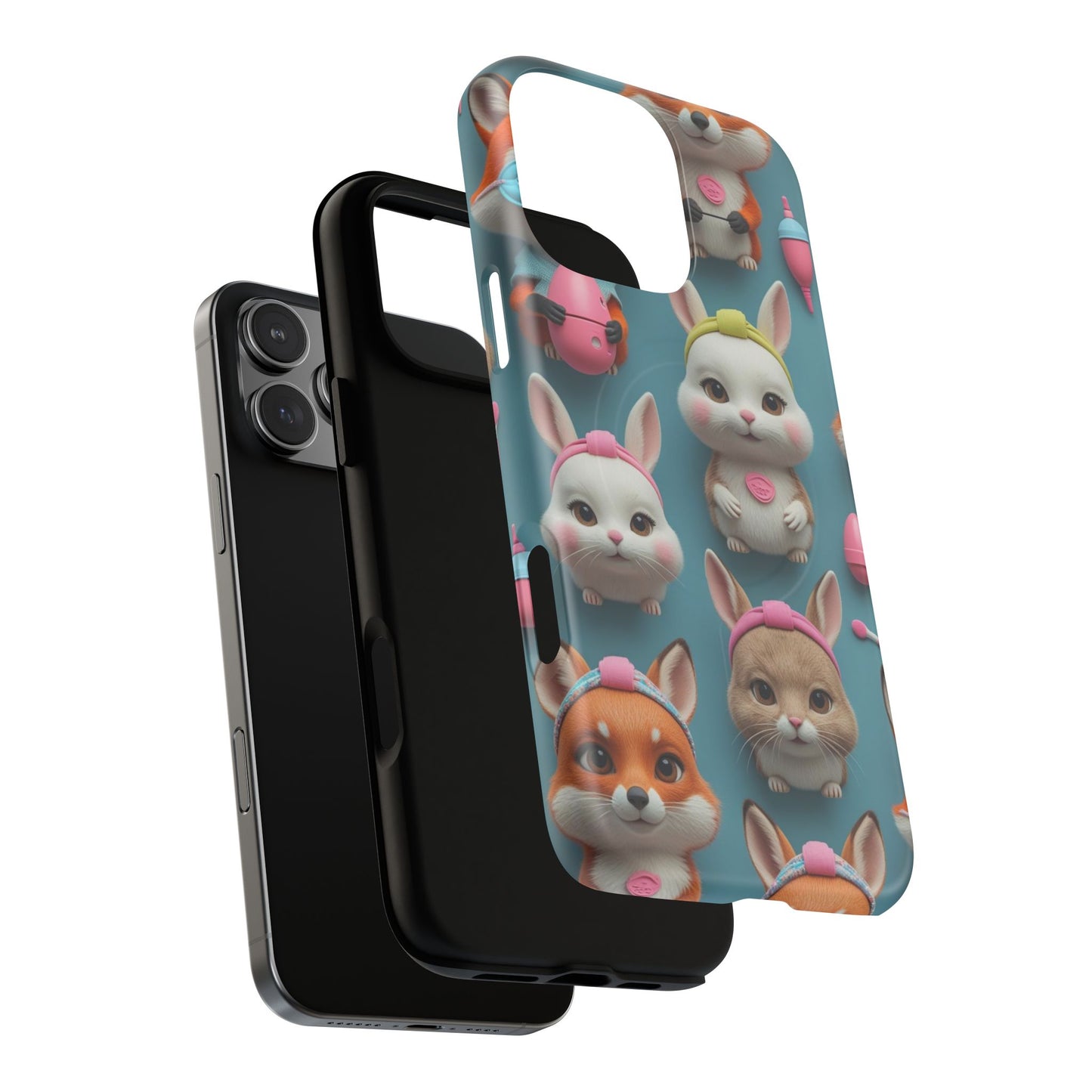 Cute Bunny Pattern Phone Case — Tough Magnetic iPhone Cover