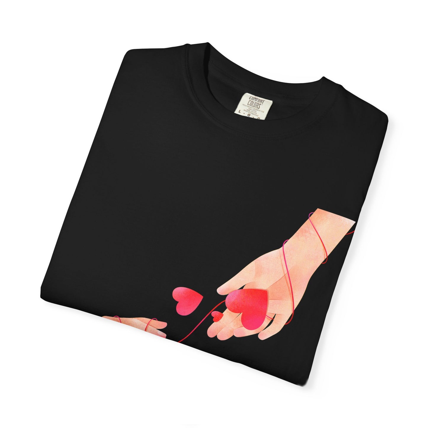 Romantic Hands & Hearts Tee — Love Illustration Graphic T-Shirt