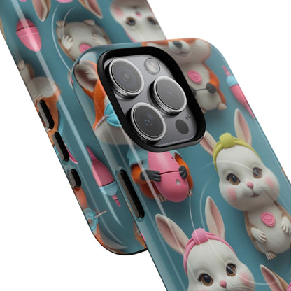 Cute Bunny Pattern Phone Case — Tough Magnetic iPhone Cover