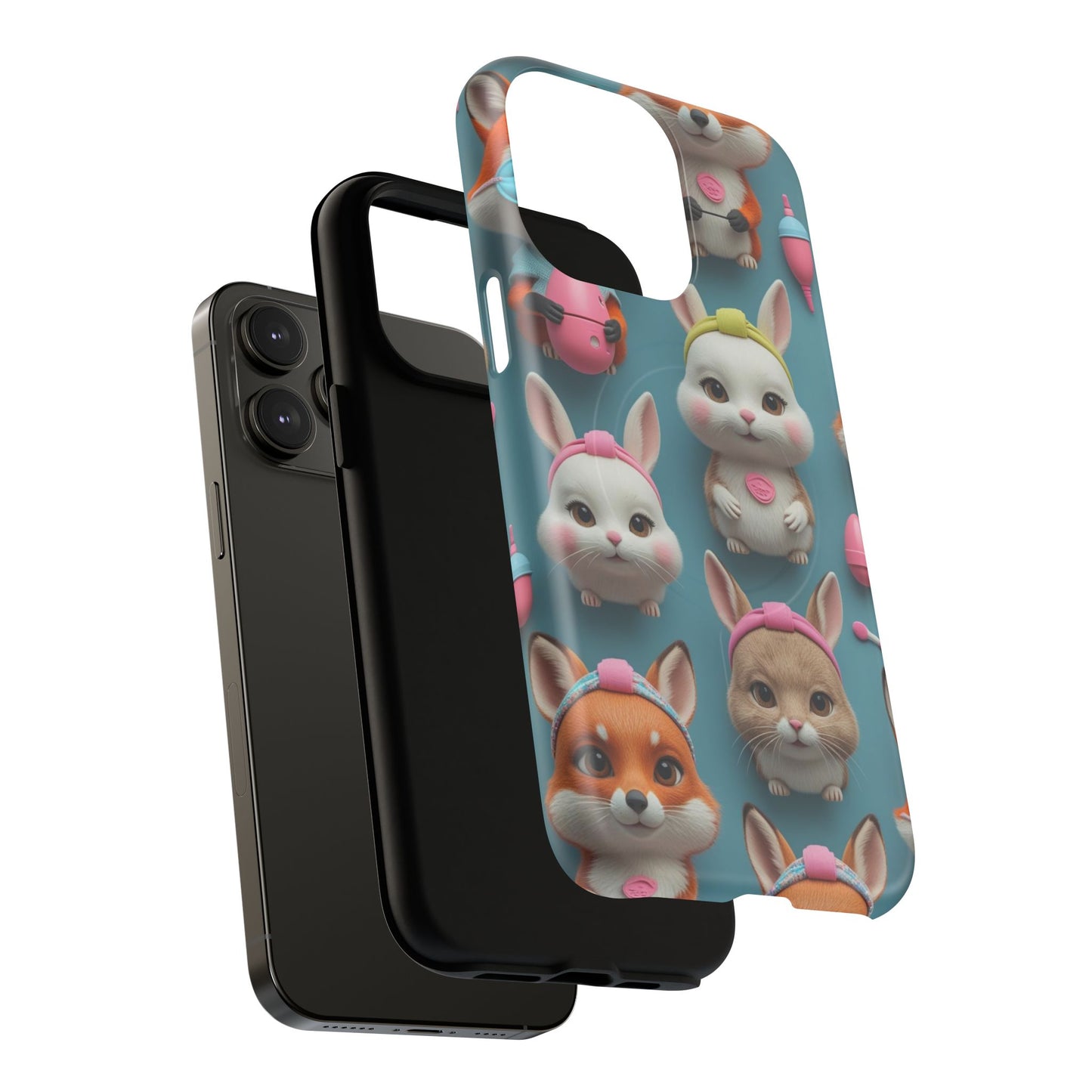Cute Bunny Pattern Phone Case — Tough Magnetic iPhone Cover