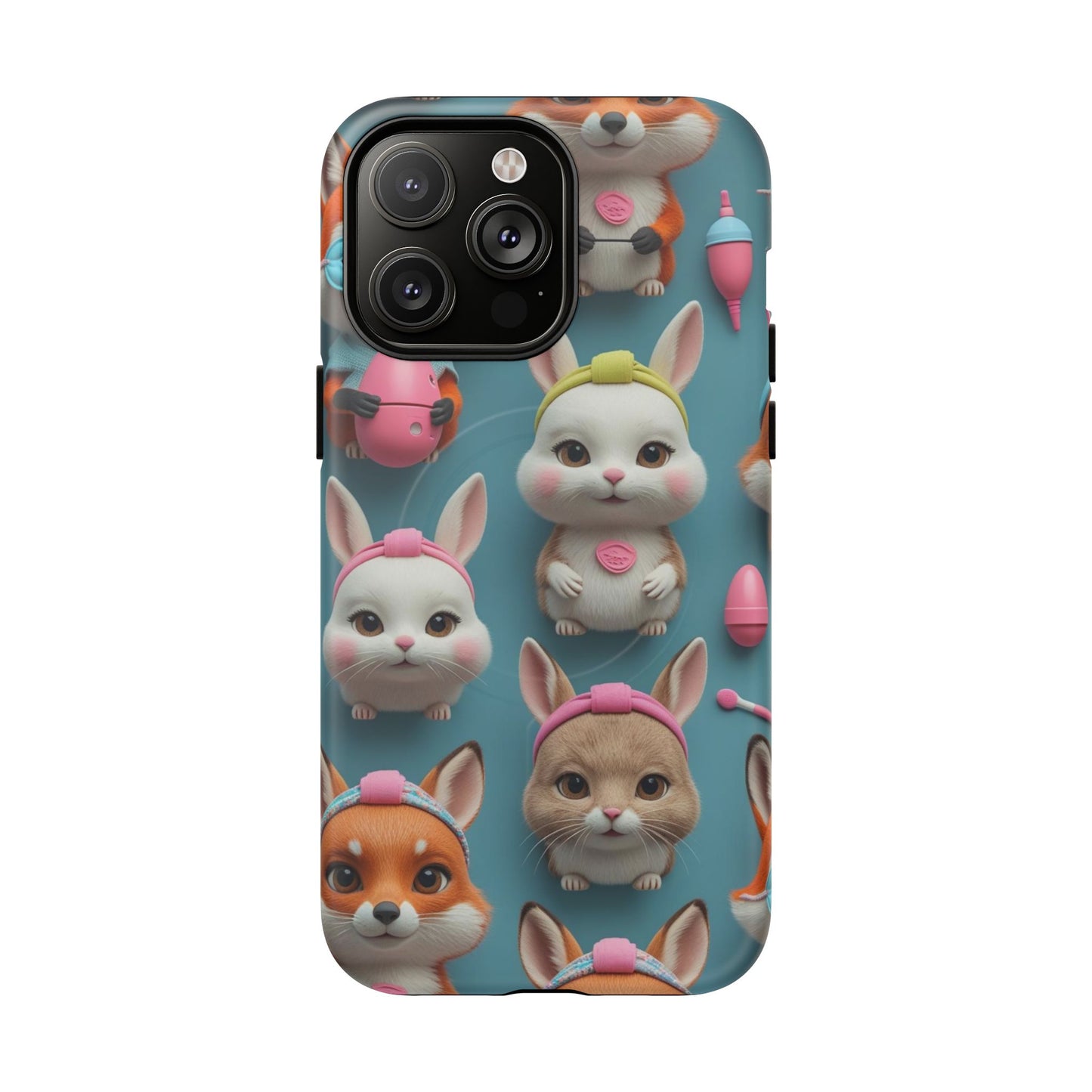 Cute Bunny Pattern Phone Case — Tough Magnetic iPhone Cover