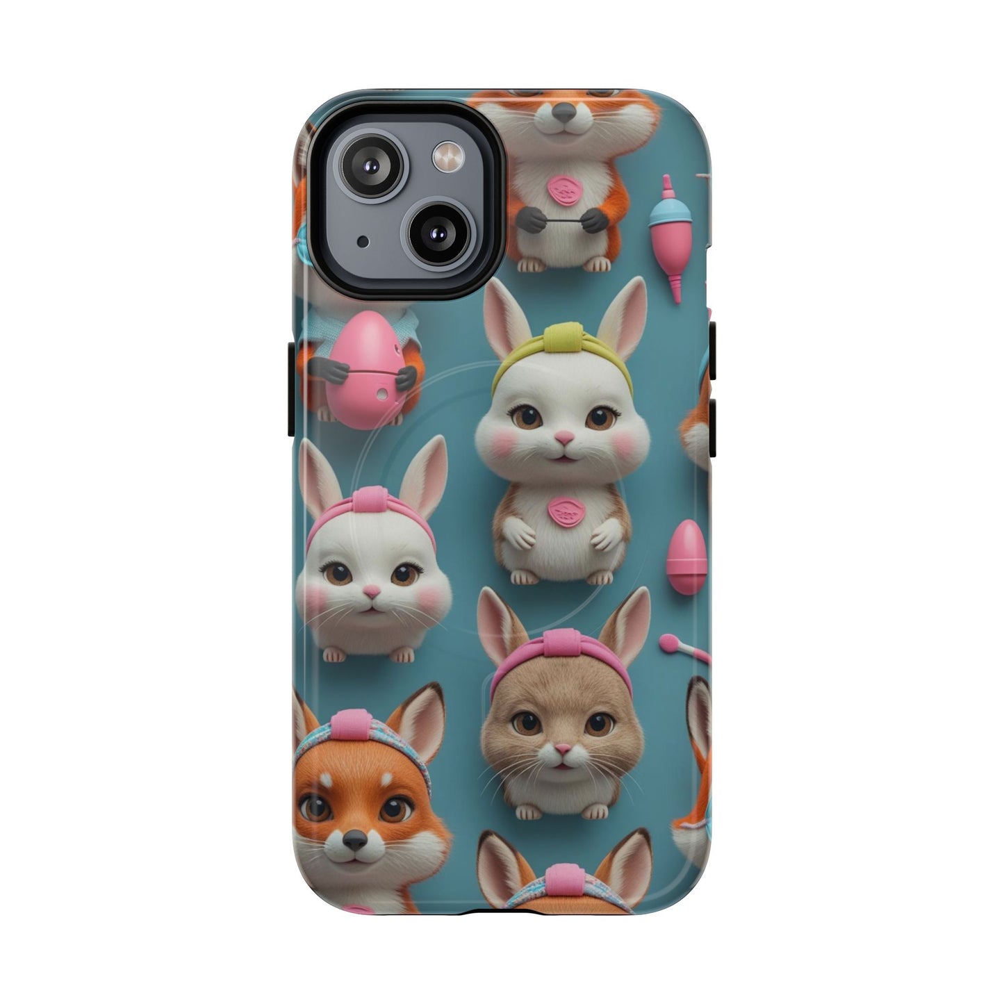 Cute Bunny Pattern Phone Case — Tough Magnetic iPhone Cover