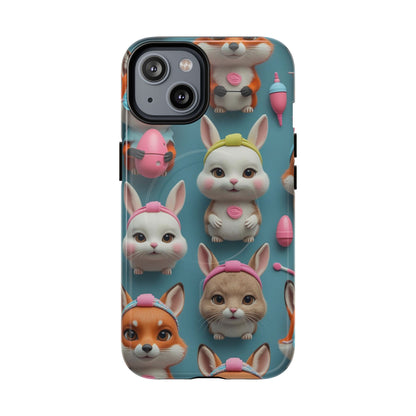 Cute Bunny Pattern Phone Case — Tough Magnetic iPhone Cover