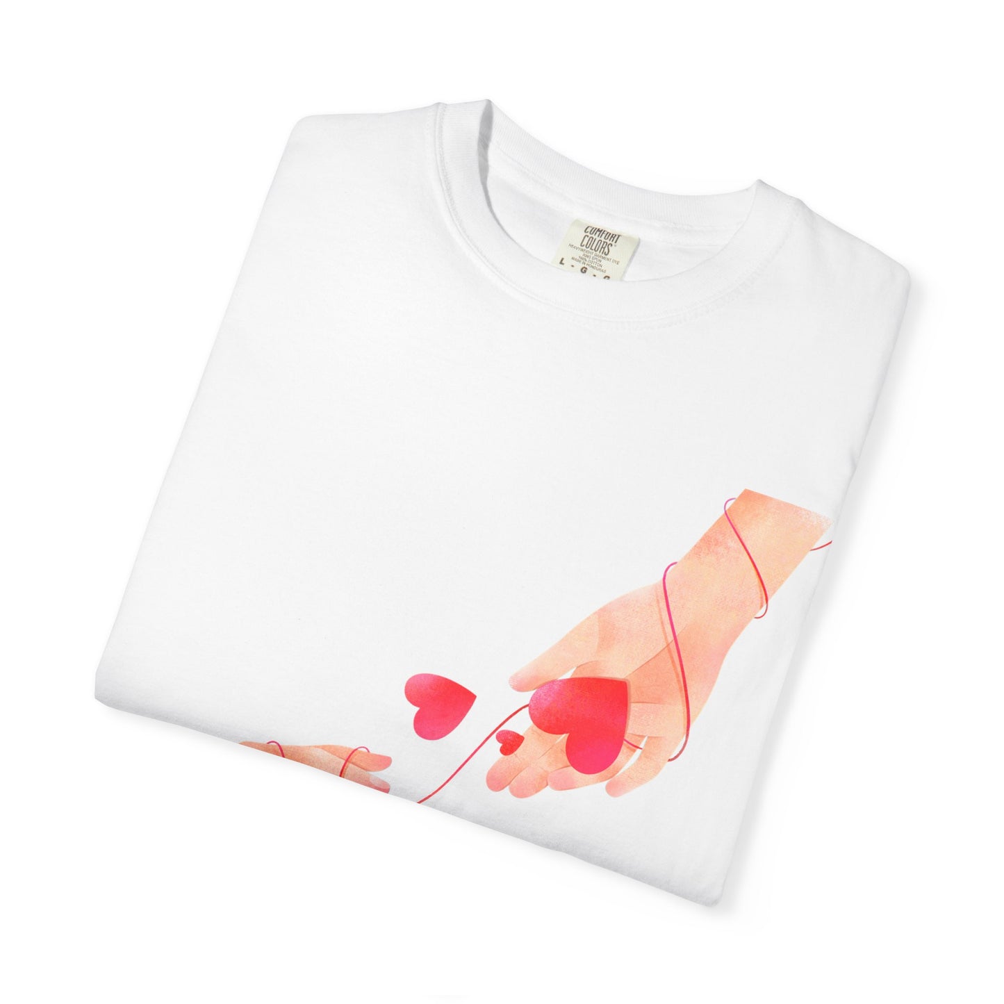 Romantic Hands & Hearts Tee — Love Illustration Graphic T-Shirt