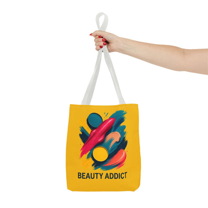 Beauty Addict Tote Bag — Bright Makeup Brush & Palette Art AOP Tote