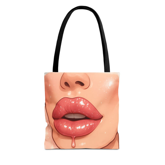 Glossy Lip Art Tote Bag – Provocative Pop Art Lip Print All-Over Tote
