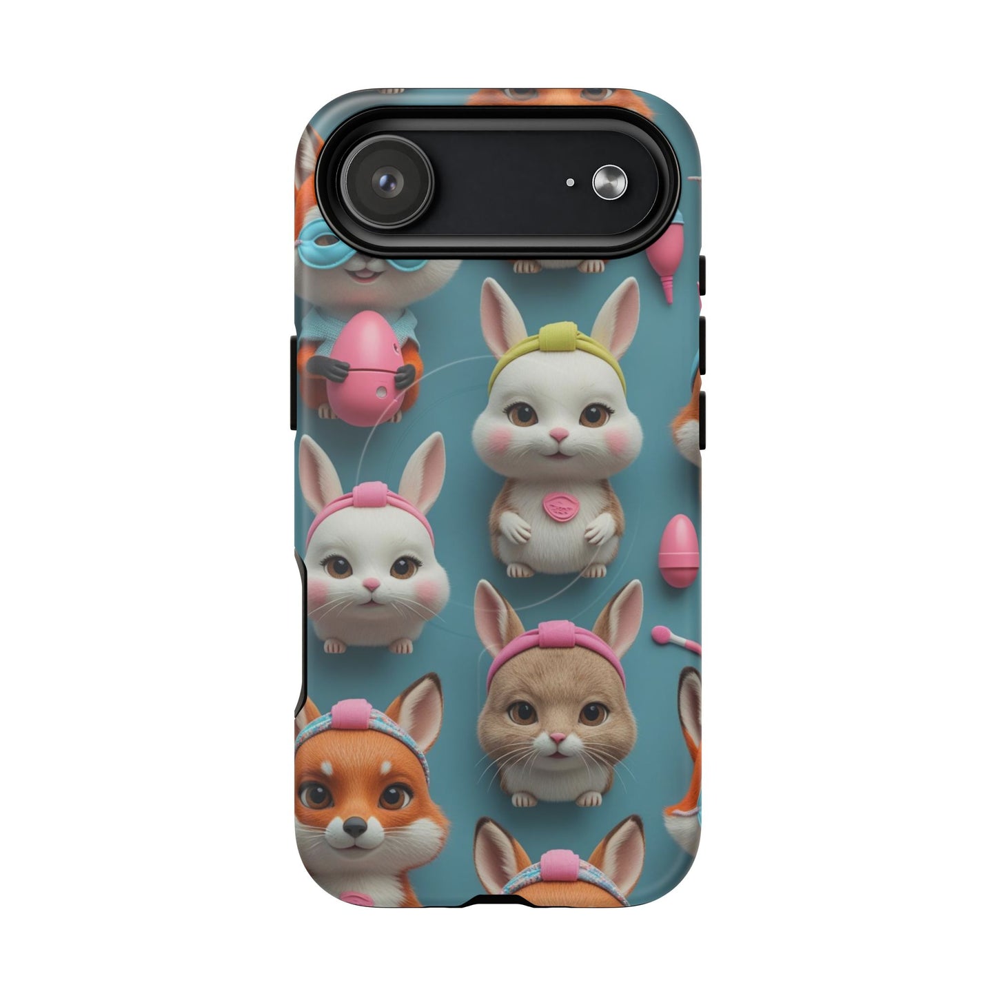 Cute Bunny Pattern Phone Case — Tough Magnetic iPhone Cover