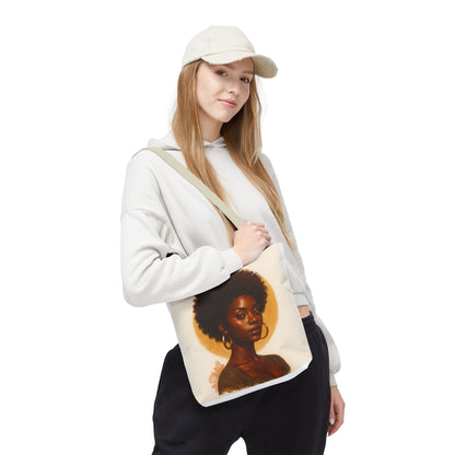 Afro Portrait Tote Bag — Elegant Black Woman Art Print