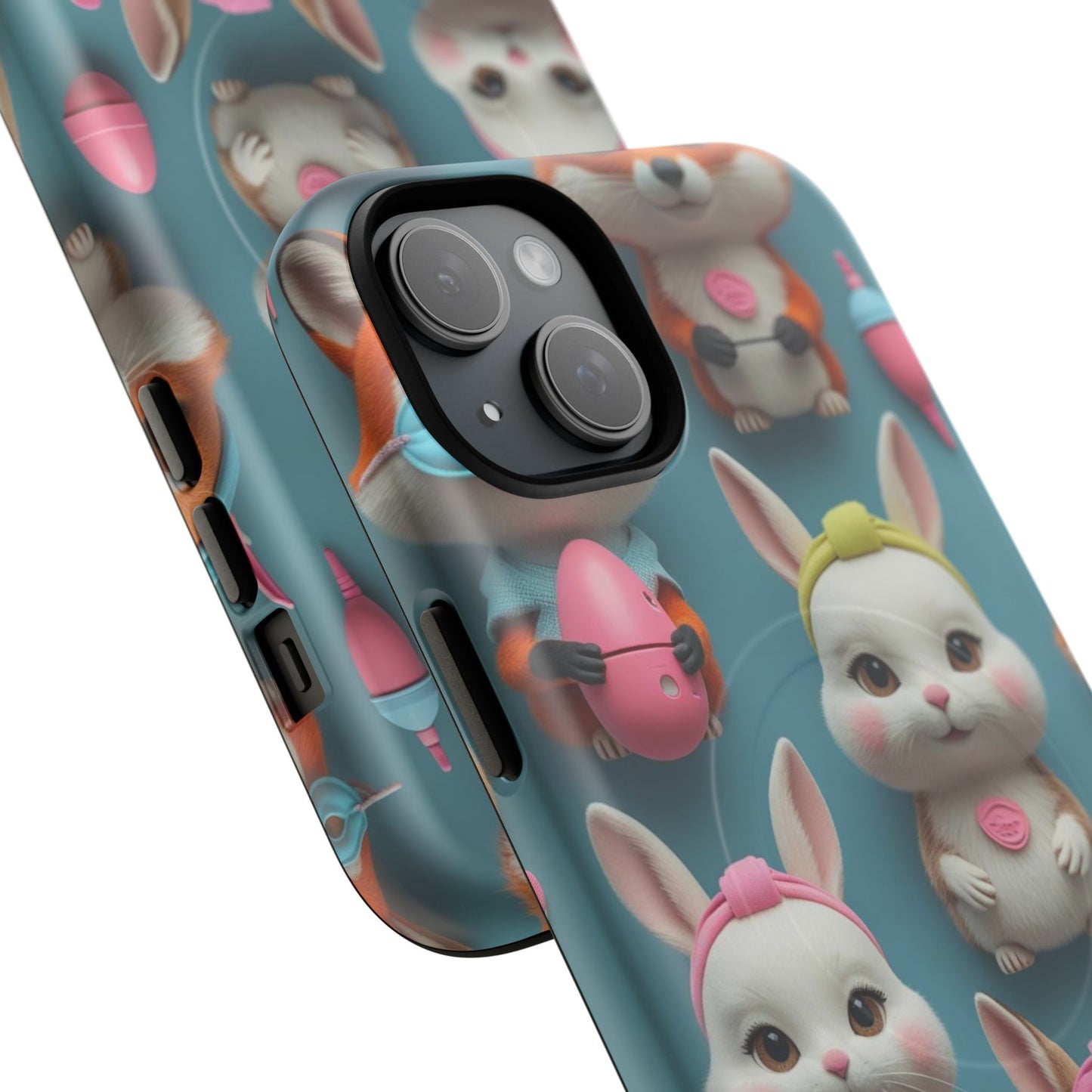 Cute Bunny Pattern Phone Case — Tough Magnetic iPhone Cover