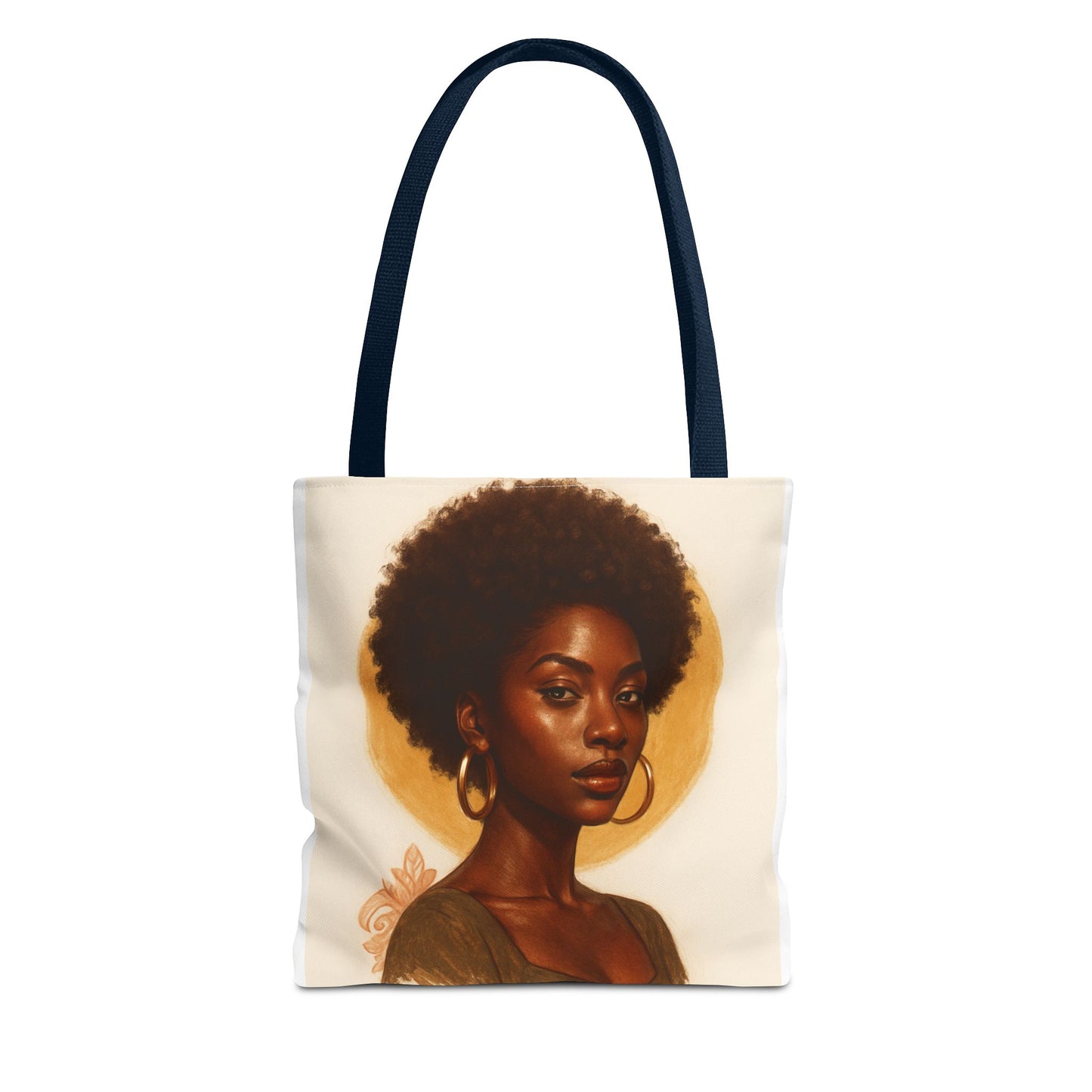 Afro Portrait Tote Bag — Elegant Black Woman Art Print