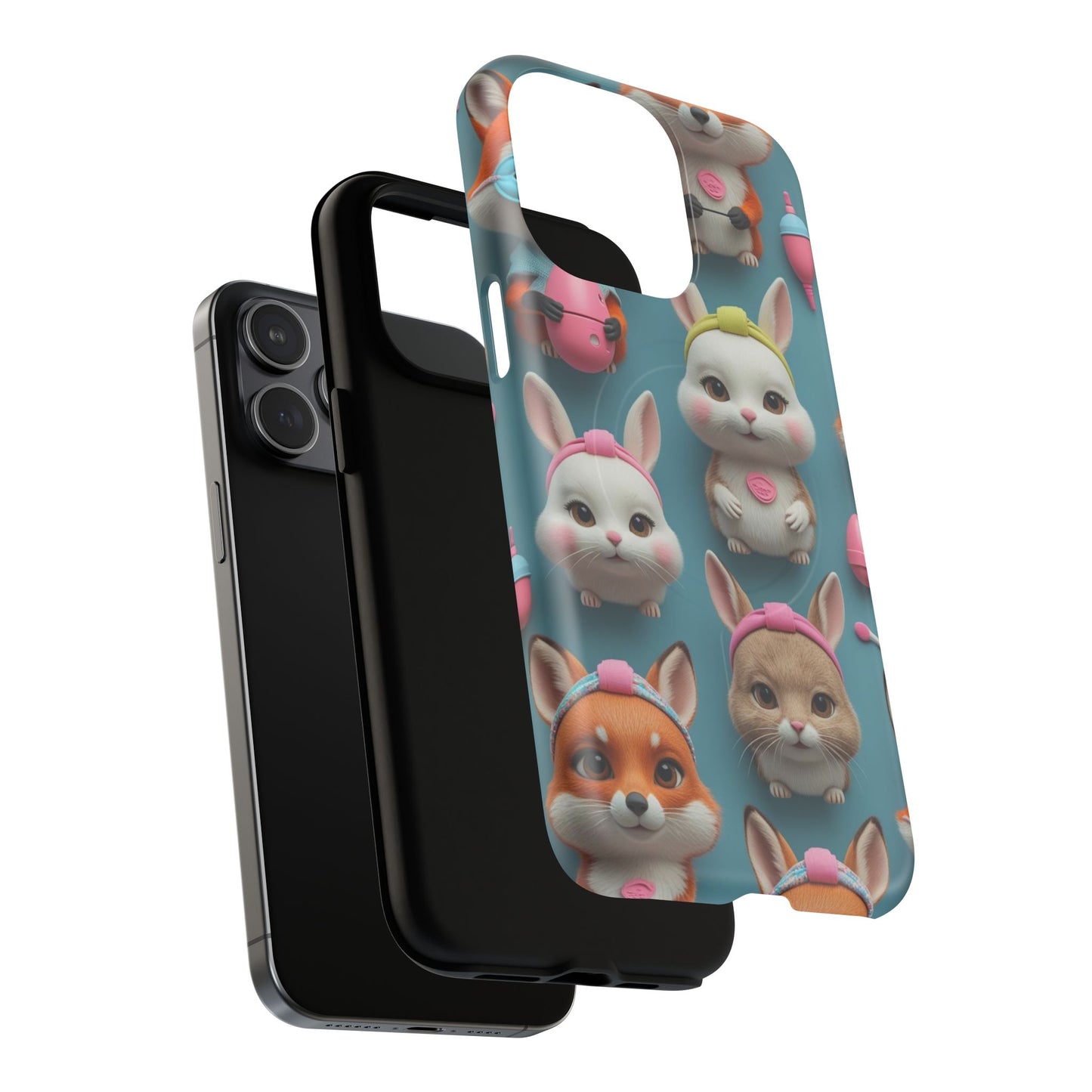 Cute Bunny Pattern Phone Case — Tough Magnetic iPhone Cover