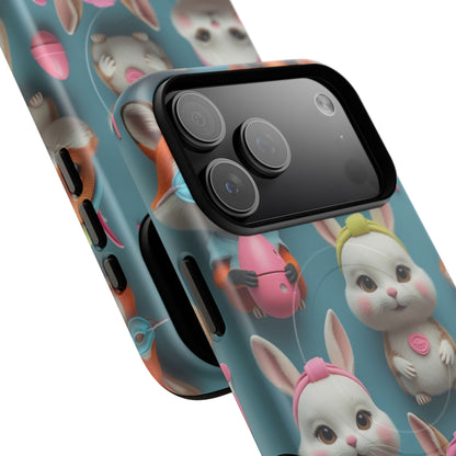 Cute Bunny Pattern Phone Case — Tough Magnetic iPhone Cover