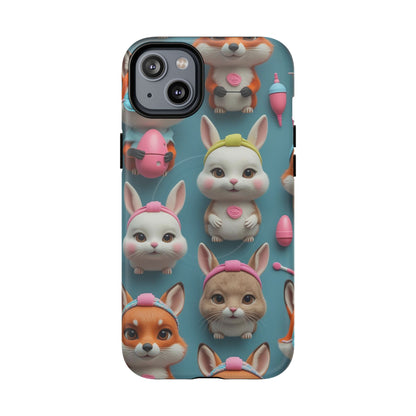 Cute Bunny Pattern Phone Case — Tough Magnetic iPhone Cover