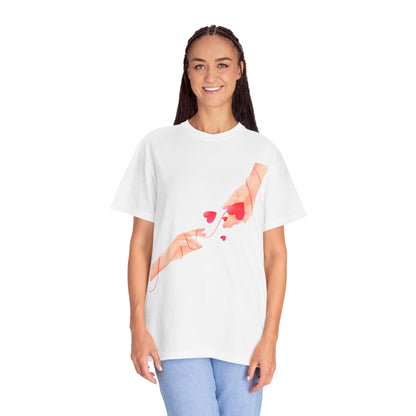 Romantic Hands & Hearts Tee — Love Illustration Graphic T-Shirt