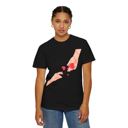 Romantic Hands & Hearts Tee — Love Illustration Graphic T-Shirt