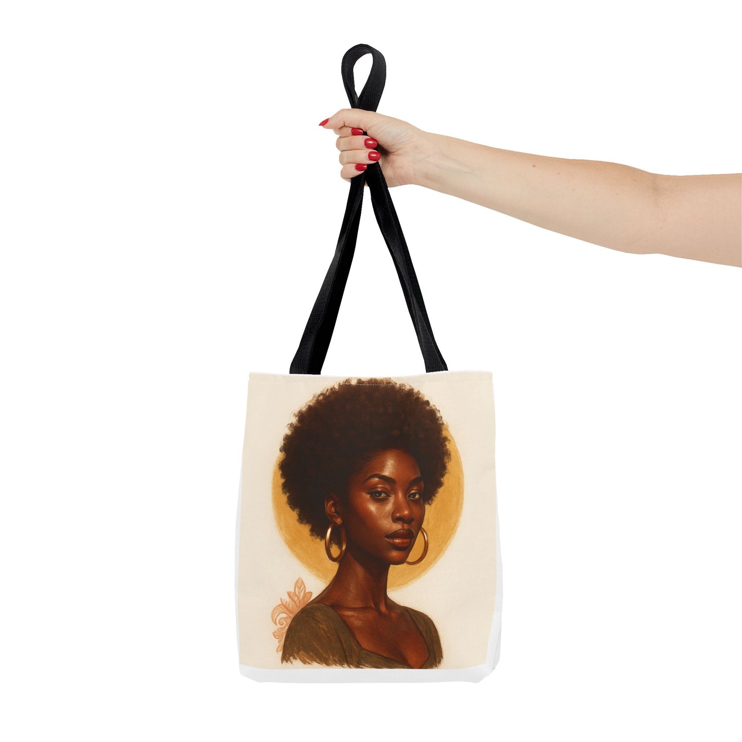 Afro Portrait Tote Bag — Elegant Black Woman Art Print