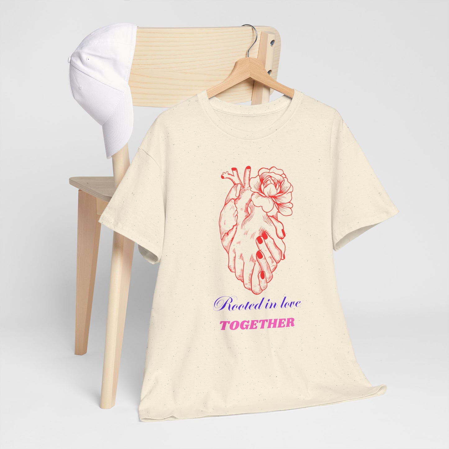 Heart & Rose Graphic Tee — “Rooted in Love Together” Romantic Couple Shirt