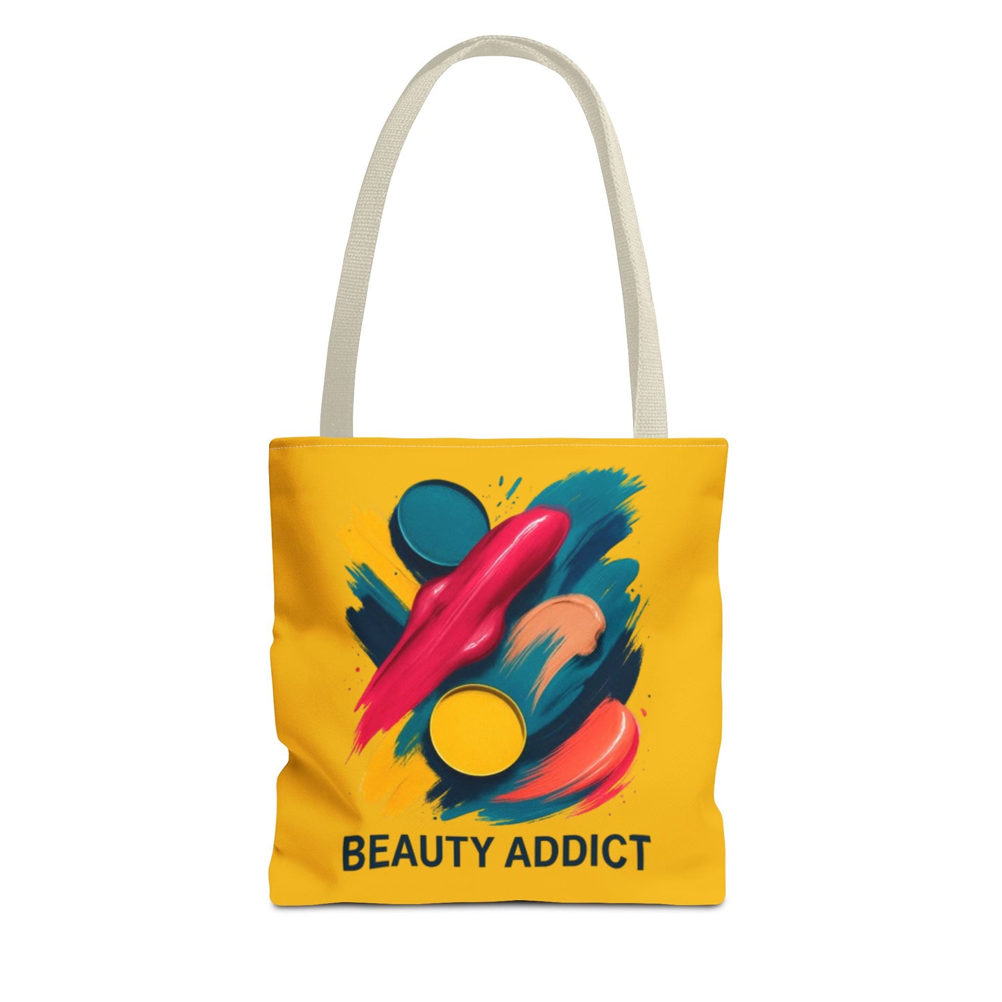 Beauty Addict Tote Bag — Bright Makeup Brush & Palette Art AOP Tote