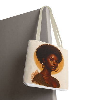Afro Portrait Tote Bag — Elegant Black Woman Art Print