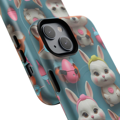 Cute Bunny Pattern Phone Case — Tough Magnetic iPhone Cover