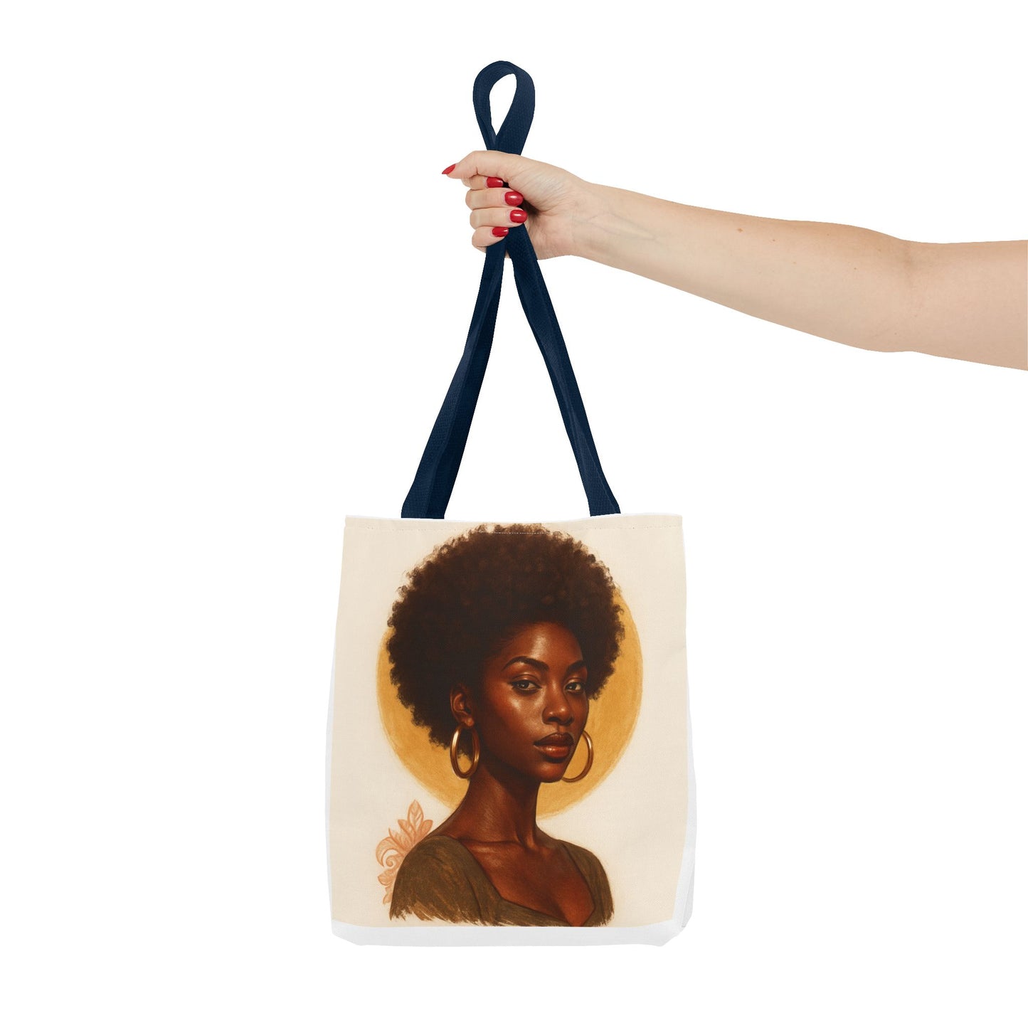 Afro Portrait Tote Bag — Elegant Black Woman Art Print