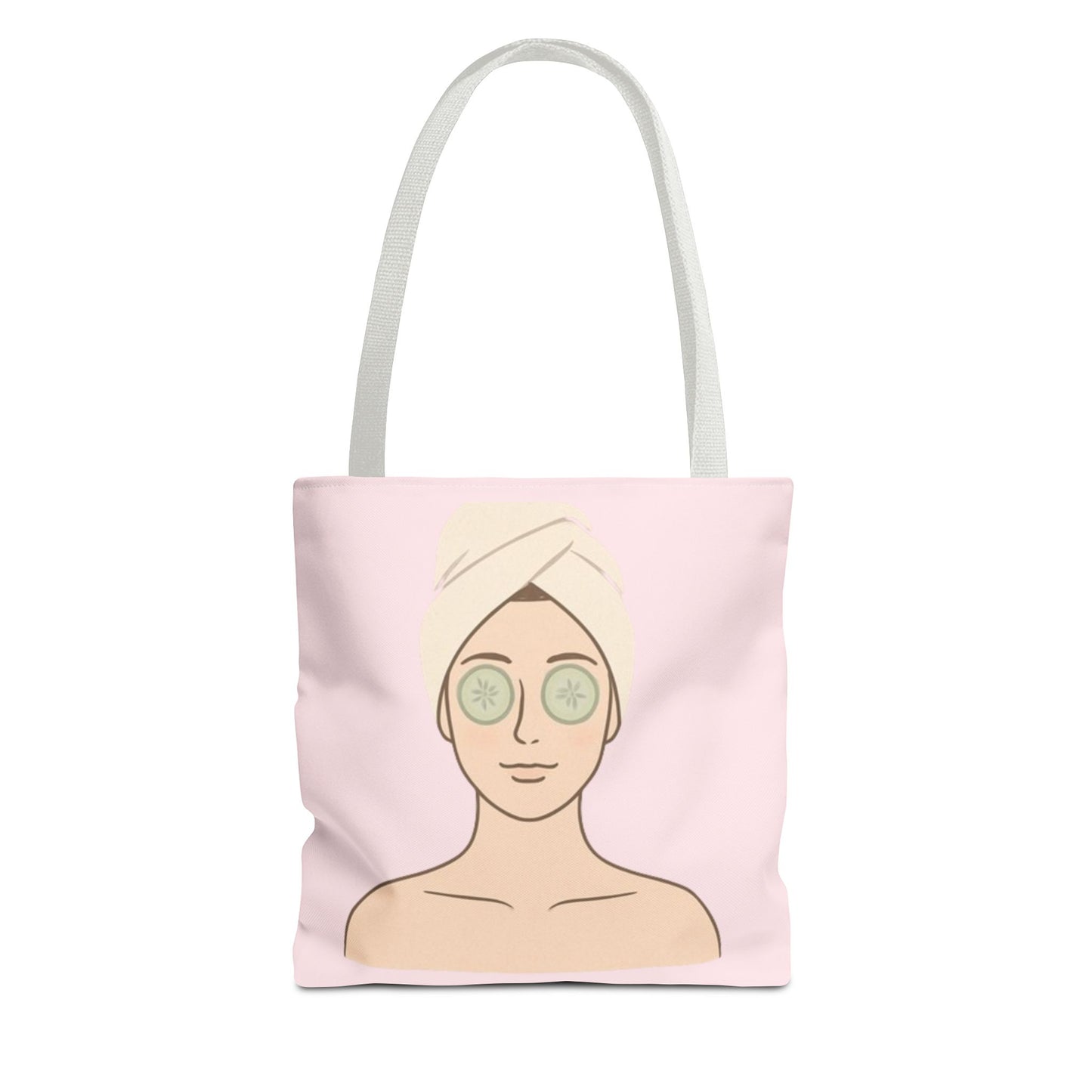Spa Day Tote Bag – Pink Skincare Girl with Cucumber Eyes