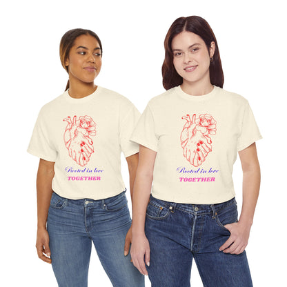 Heart & Rose Graphic Tee — “Rooted in Love Together” Romantic Couple Shirt