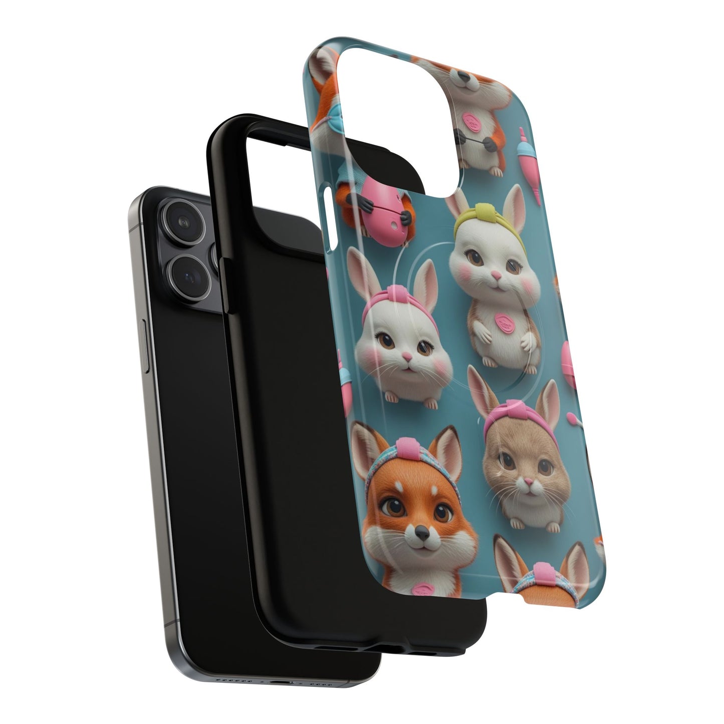 Cute Bunny Pattern Phone Case — Tough Magnetic iPhone Cover