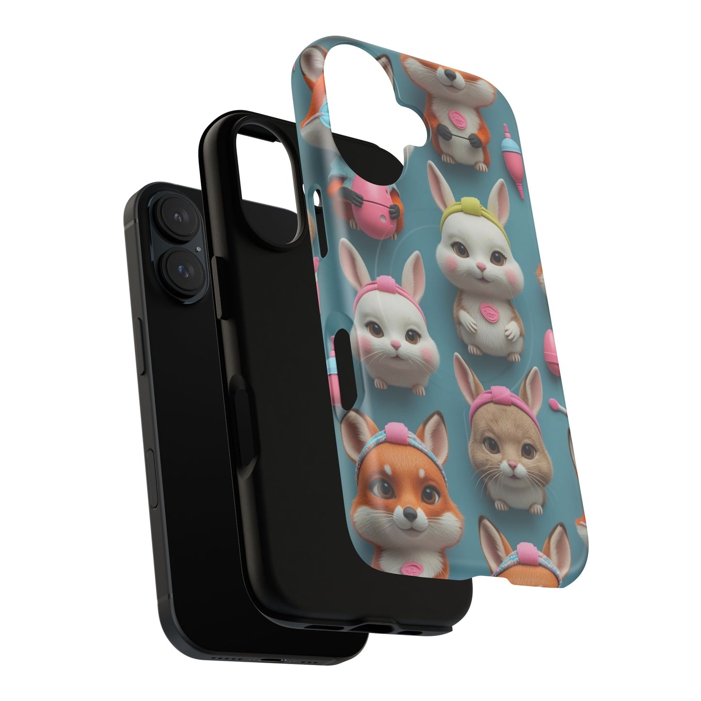 Cute Bunny Pattern Phone Case — Tough Magnetic iPhone Cover