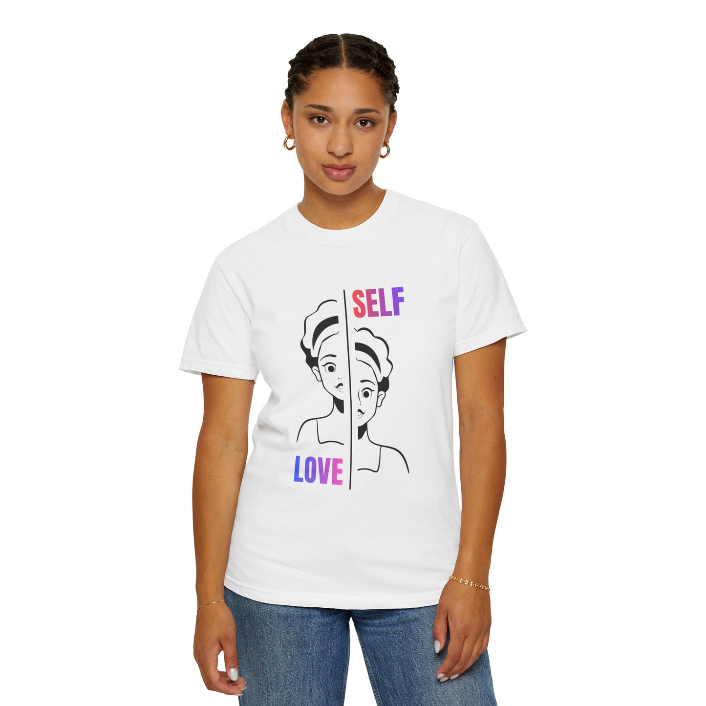 Self Love T-Shirt — Split Face Illustration Mental Health Tee