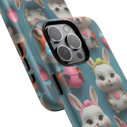 Cute Bunny Pattern Phone Case — Tough Magnetic iPhone Cover