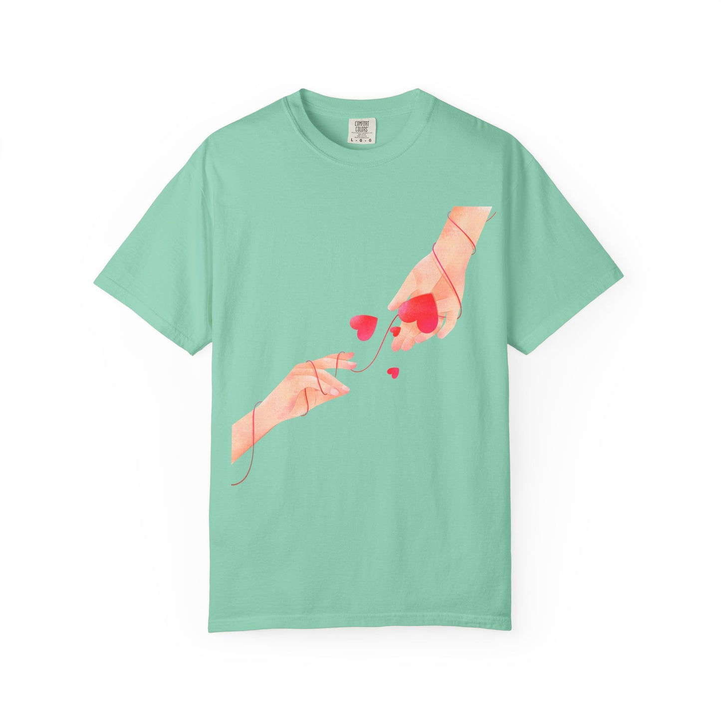 Romantic Hands & Hearts Tee — Love Illustration Graphic T-Shirt
